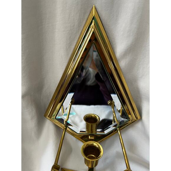 PartyLite brass mirrored beveled glass Infinity wall sconce candle holders set 2 - Picture 5 of 15